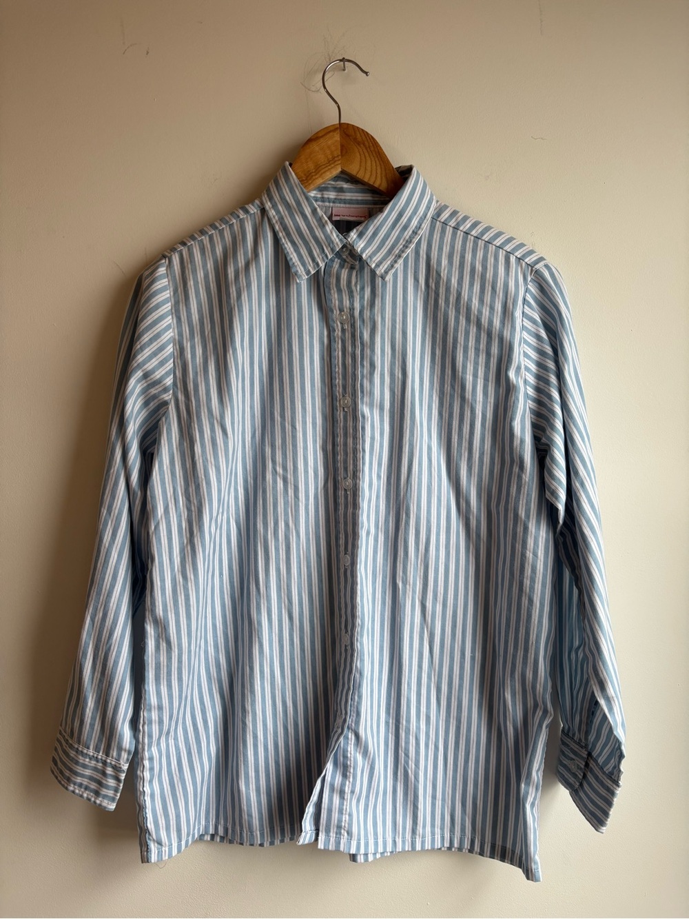 Vintage Blue & White Stripe Button-Up Shirt